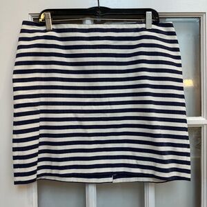 Talbots Cotton Chic Pencil Mini Straight Skirt Nautical Coastal Stripes Size 14